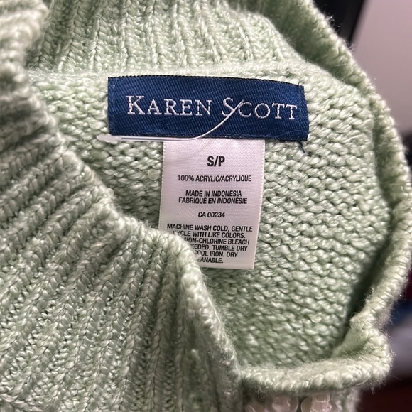 Karen Scott Chic Cable Knit Sage Green Sweater Size Small - Picture 8 of 16